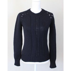 M. PATMOS 100% Merino Wool Chunky Thick Knit Navy Blue Sweater, Size XS